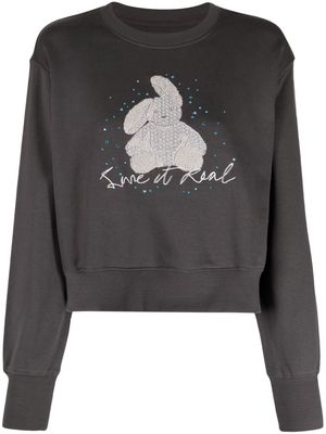 izzue bunny-embroidered crew-neck sweatshirt - Grey