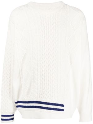 izzue cable-knit striped jumper - White