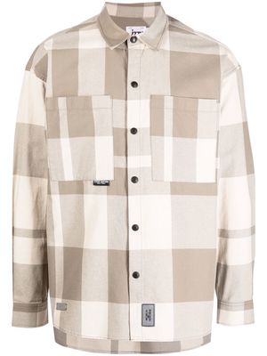 izzue check-print cotton shirt - Brown
