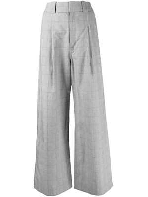 izzue checked wide-leg trousers - Grey