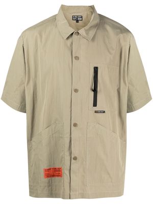 izzue chest zip-pocket shirt - Brown