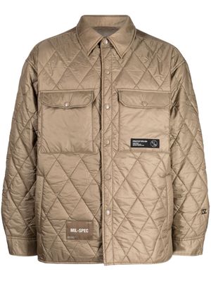 izzue classic-collar quilted jacket - Green