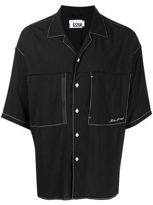 izzue contrasting-stitch detail shirt - Black