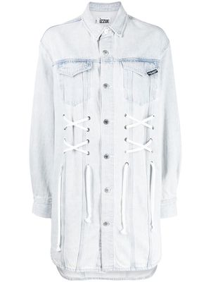 izzue cotton-blend shirt dress - Blue