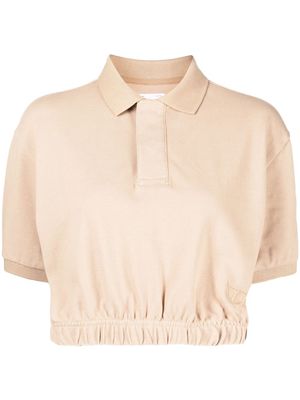 izzue cropped cotton polo shirt - Neutrals