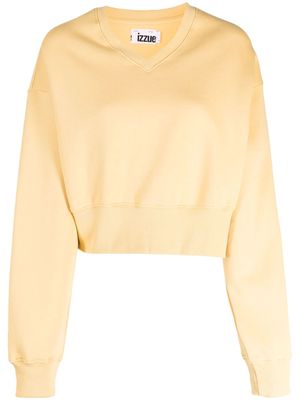 izzue crystal-embellished cropped sweatshirt - Yellow