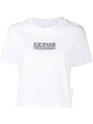 izzue crystal-embellished logo T-shirt - White