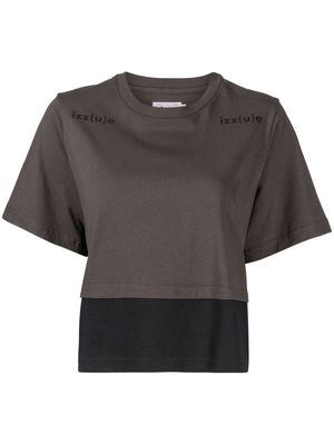 izzue cut-out layered T-shirt - Grey