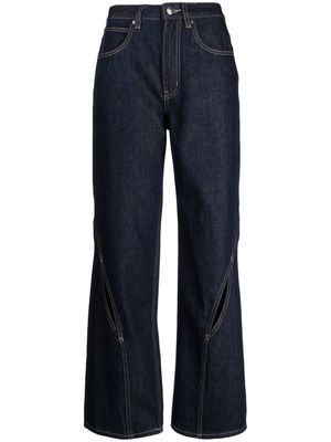izzue cut-out straight-leg jeans - Blue