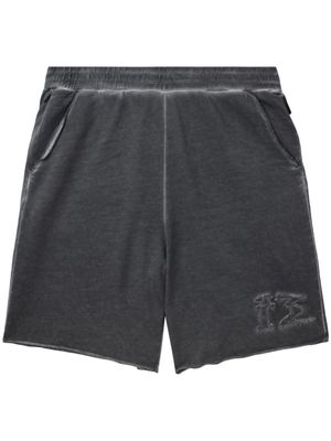 izzue distressed cotton track shorts - Black