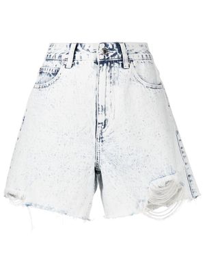 izzue distressed-denim high-waisted shorts - Blue