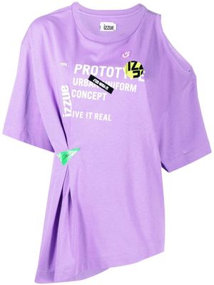 izzue distressed graphic-print T-shirt - Purple
