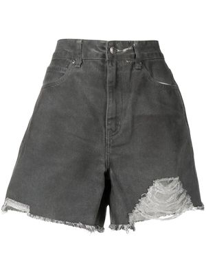izzue distressed high-waisted shorts - Grey
