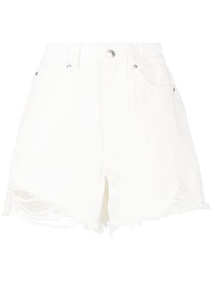 izzue distressed high-waisted shorts - White