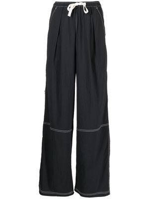 izzue drawstring-waist wide-leg trousers - Black