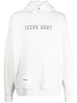 izzue embroidered cotton hoodie - Grey