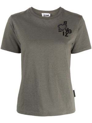 izzue embroidered-design cotton T-shirt - Green