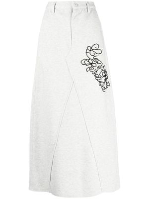 izzue embroidered-detail jersey midi skirt - Grey