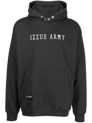 izzue embroidered-logo cotton-blend hoodie - Black