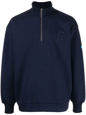 izzue embroidered-logo half-zip sweatshirt - Blue