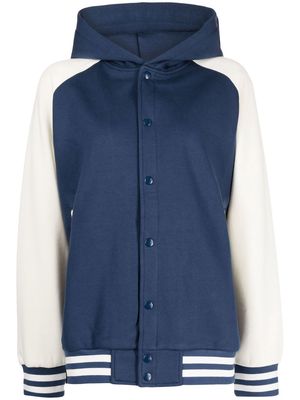 izzue embroidered-logo hooded bomber-jacket - Blue