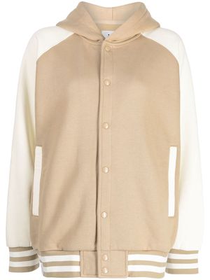 izzue embroidered-logo hooded bomber-jacket - Brown