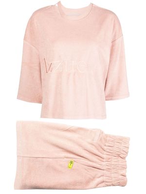 izzue embroidered-logo tracksuit set - Pink