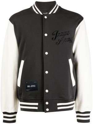 izzue embroidered-logo varsity jacket - Grey