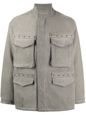 izzue flap-pocket brushed padded jacket - Grey
