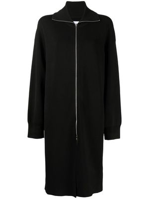 izzue front-zip knitted dress - BLACK