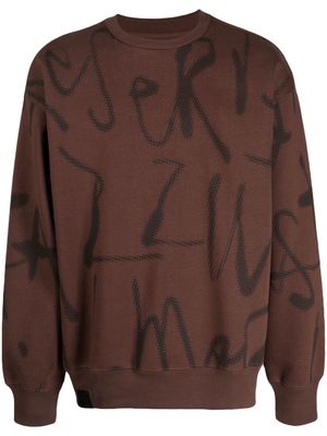 izzue graphic-print jersey-texture sweatshirt - Brown
