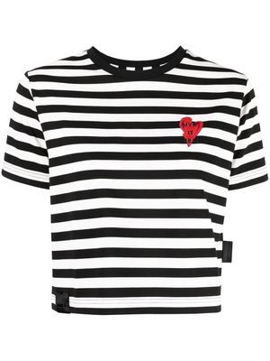 izzue heart-motif striped T-shirt - Black