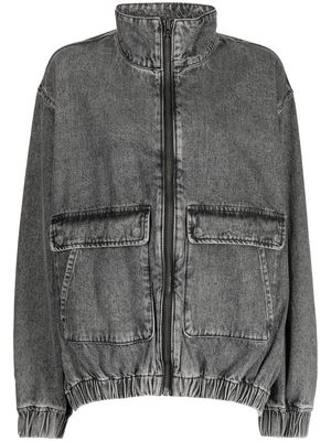 izzue high-neck zip-up denim jacket - Black