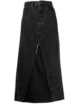 izzue high-waist denim midi skirt - Black