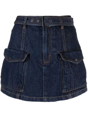 izzue high-waisted belt shorts - Blue
