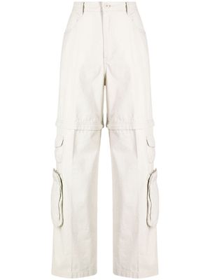 izzue high-waisted cotton cargo pants - White