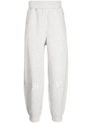 izzue high-waisted logo-patch tapered track pants - Grey