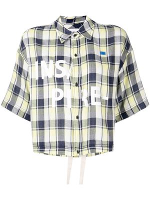 izzue 'INS/PIRE-' cropped check shirt - Blue