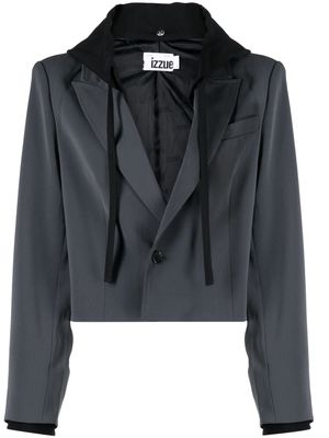 izzue layered hooded blazer - Grey