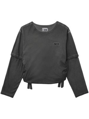 izzue layered-sleeve cotton T-shirt - Grey