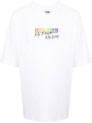 izzue Live It Real logo T-shirt - White