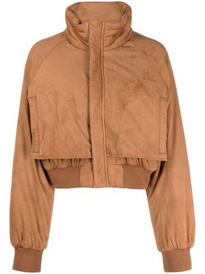 izzue logo-appliqué cropped jacket - Brown