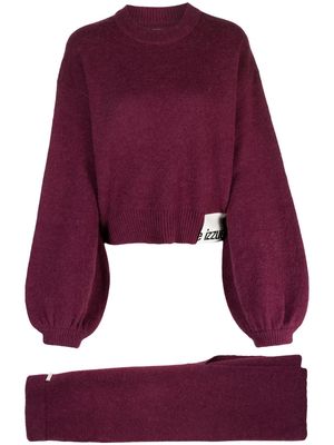izzue logo-appliqué fine-knit jumper set - Red