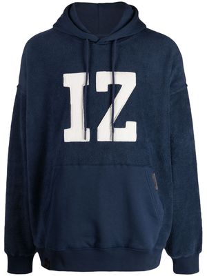 izzue logo-appliqué fleece-texture hoodie - Blue