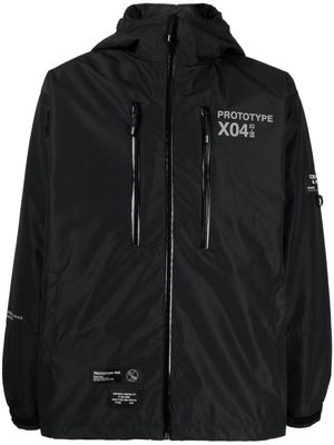 izzue logo-appliqué hooded jacket - Black