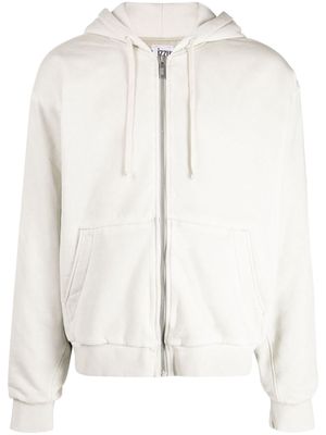 izzue logo-appliqué hooded jacket - Neutrals