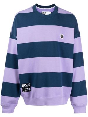 izzue logo-appliqué striped sweatshirt - Purple