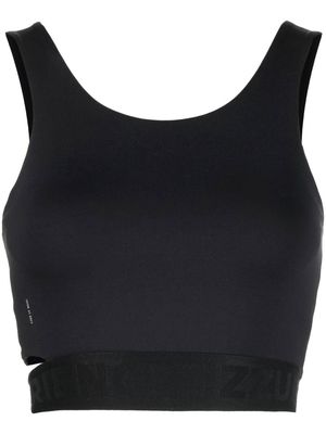 izzue logo-band cut-out crop top - Black