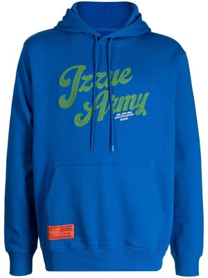 izzue logo-embroidered cotton hoodie - Blue