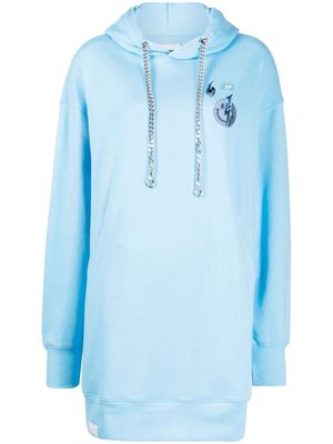 izzue logo-embroidered cotton sweatshirt dress - Blue
